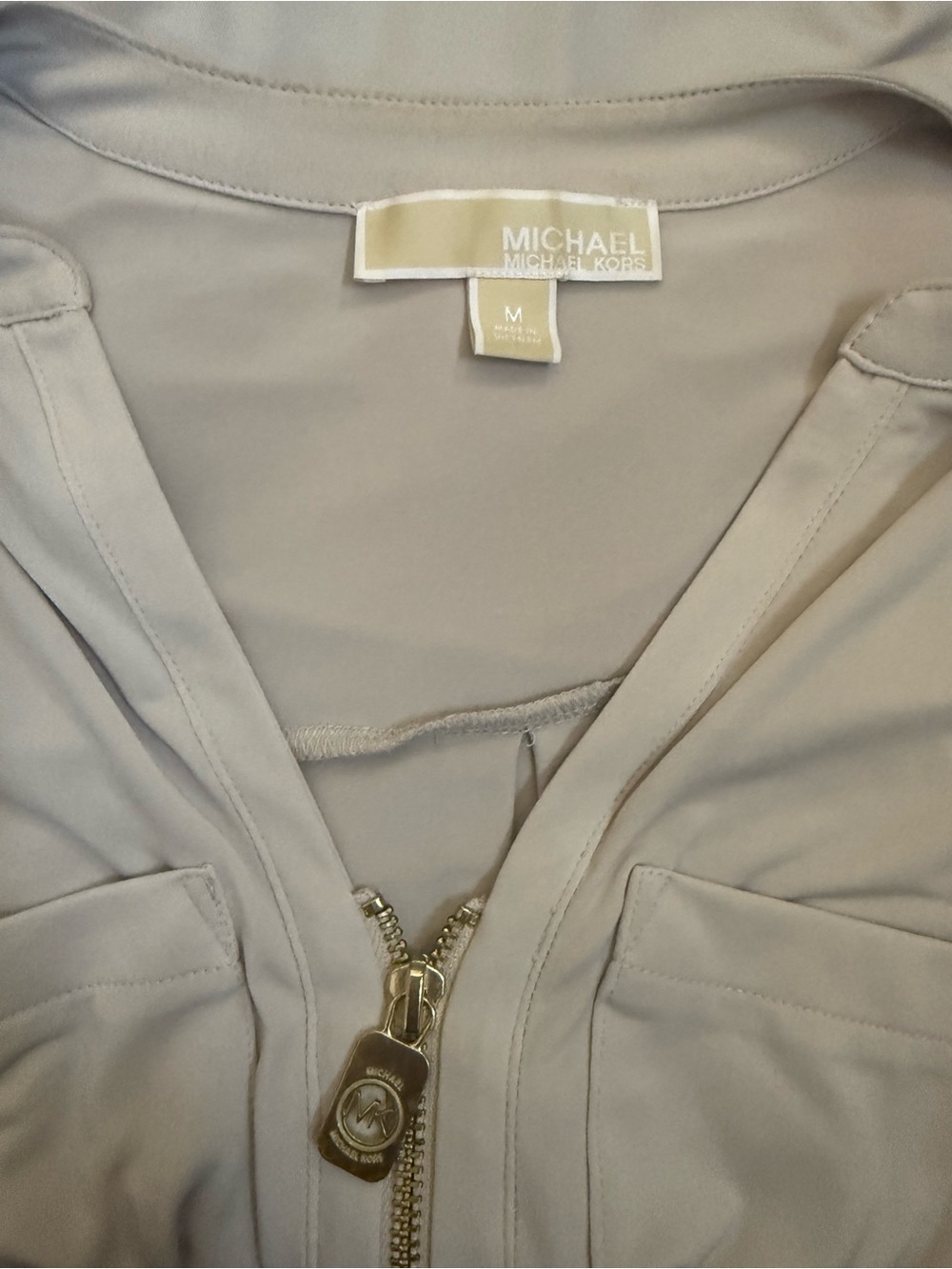 MICHAEL Michael Kors Cream Zip-Pocket Long Sleeve Top - Picture 4 of 4